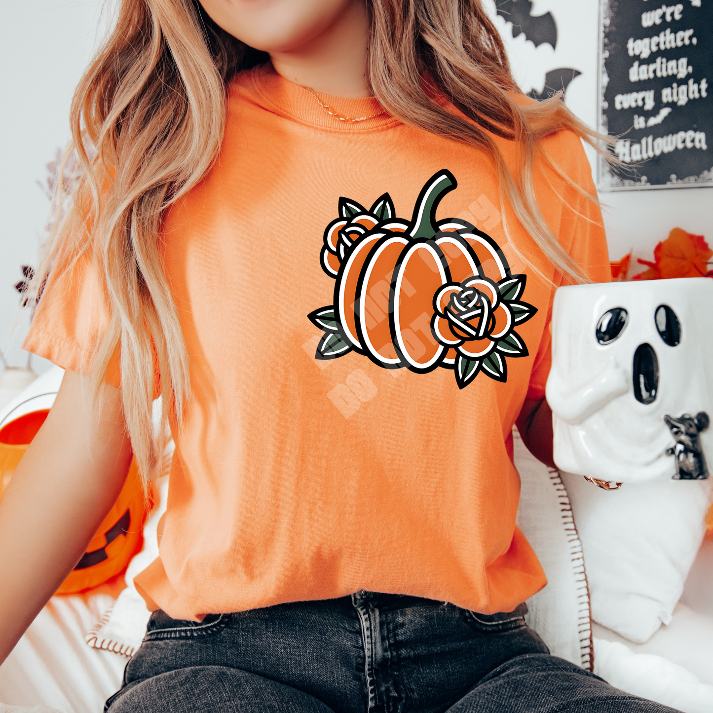 PUMPKIN TATTOO STYLE PNG DESIGN