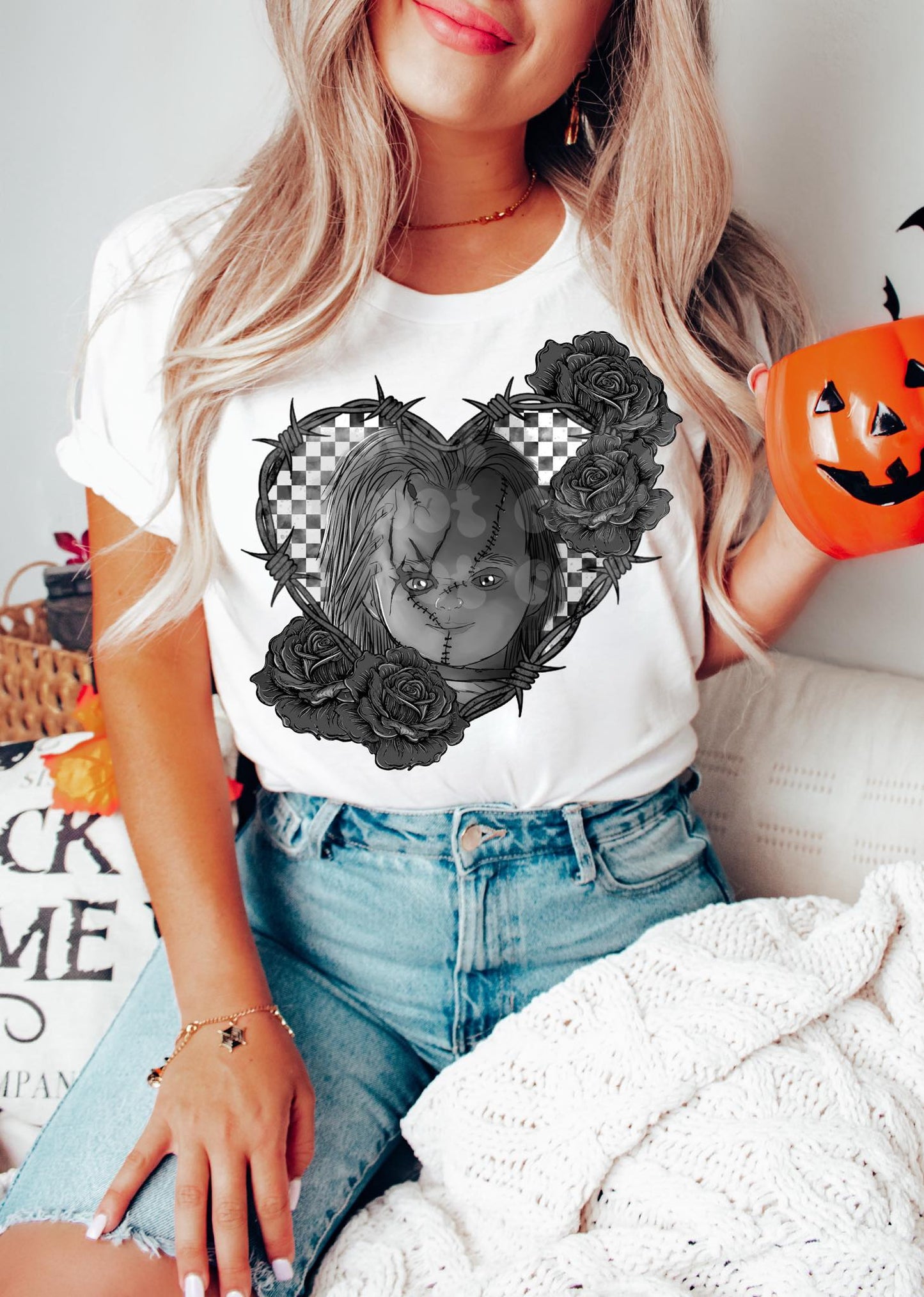 GRAYSCALE HEART HORROR DOLL PNG DESIGN - NO LICENSING REQUIRED - JANUARY 2025