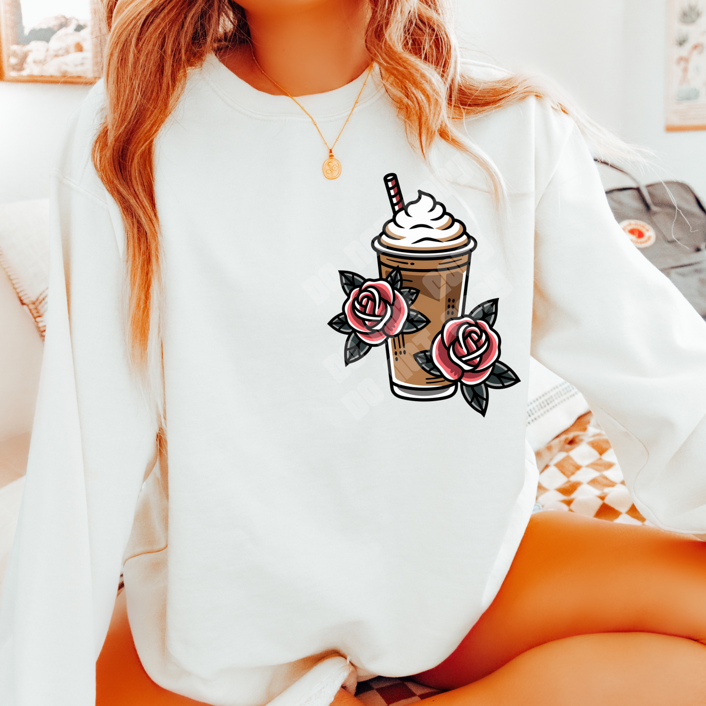 ICED COFFEE TATTOO STYLE PNG DESIGN
