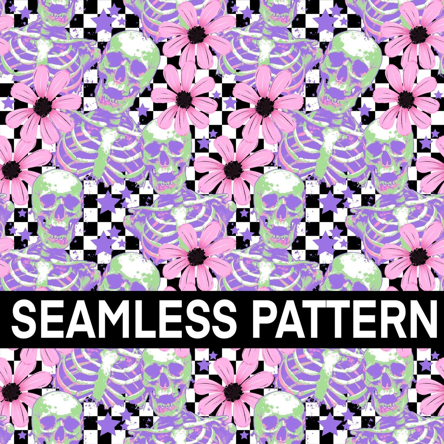 EDGY PURPLE SKELLIE SEAMLESS PATTERN