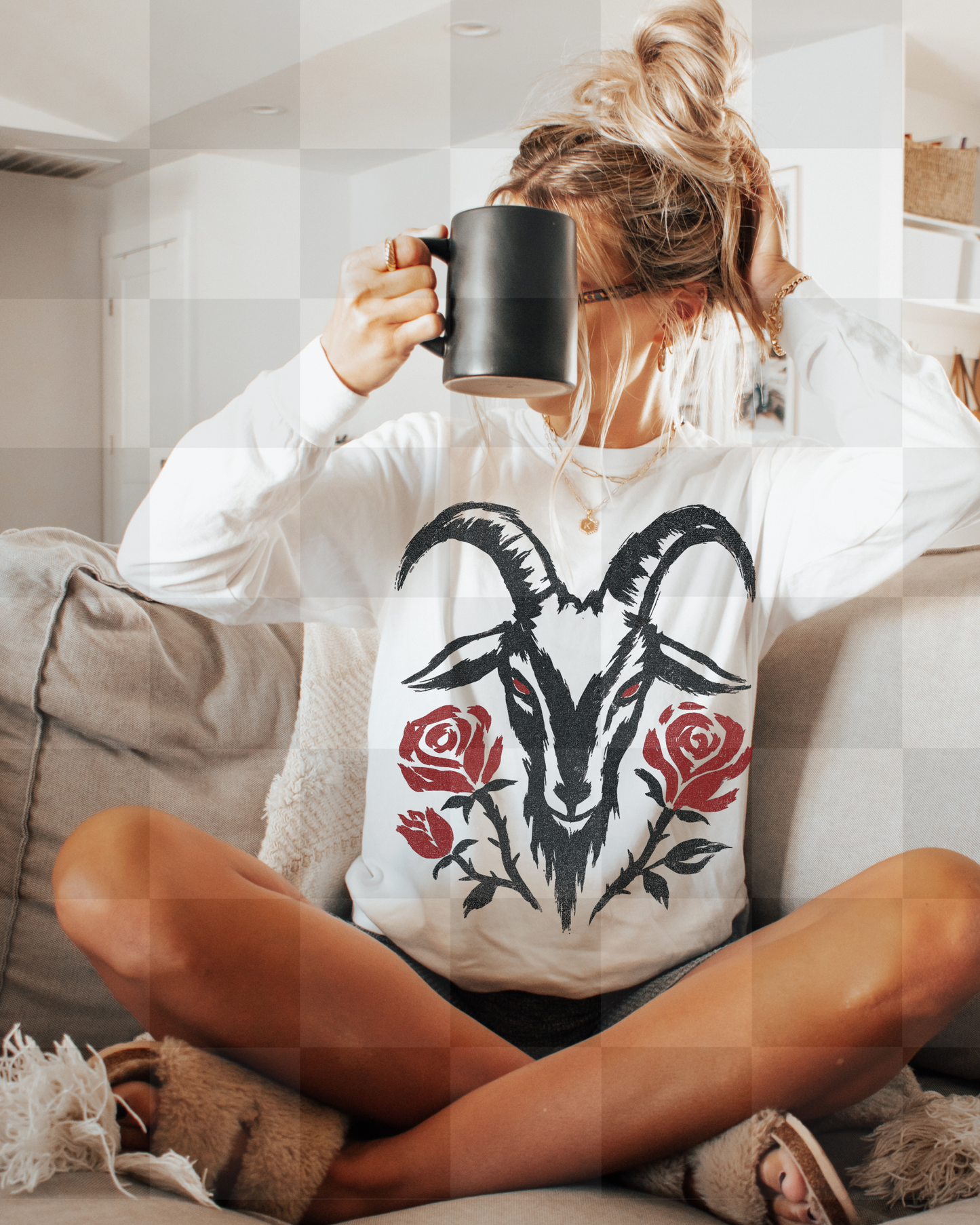 GOTHIC GOAT FLORAL DOODLE DIGITAL DESIGN