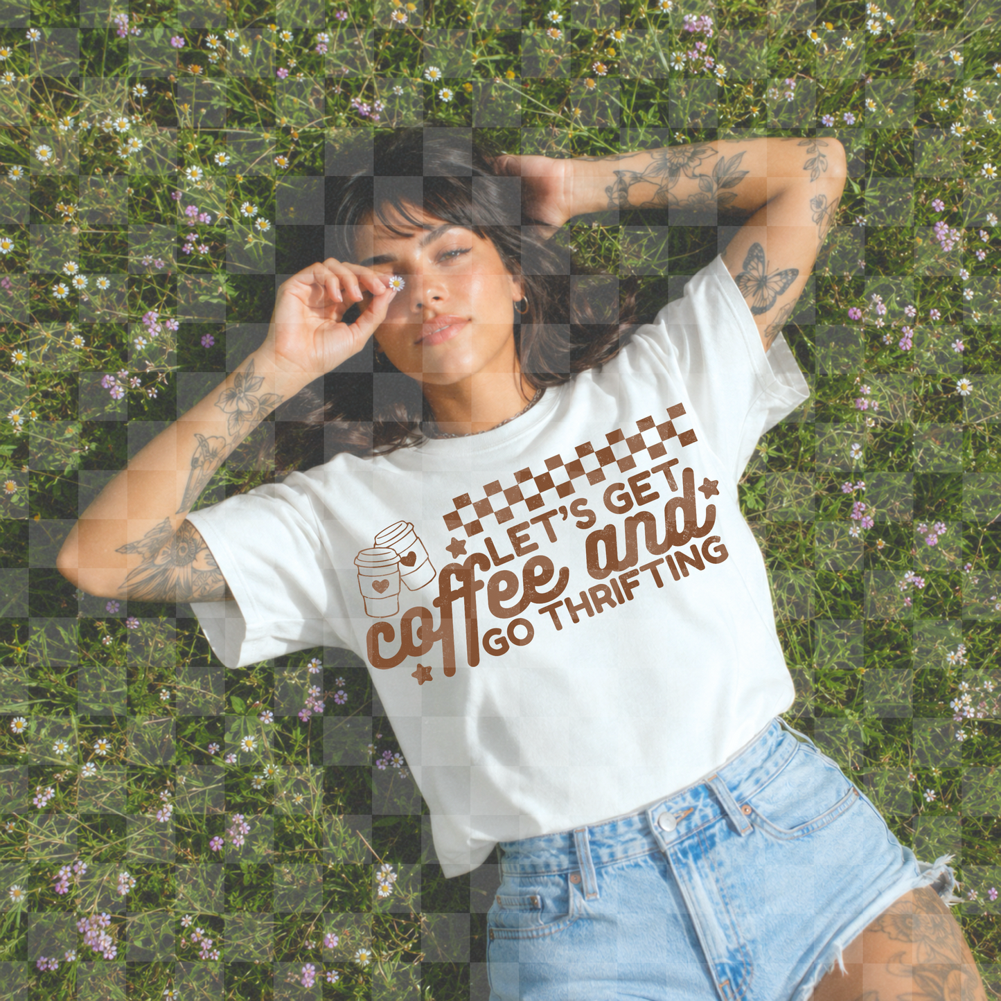 COFFEE AND THRIFTING PNG DIGITAL DESIGN