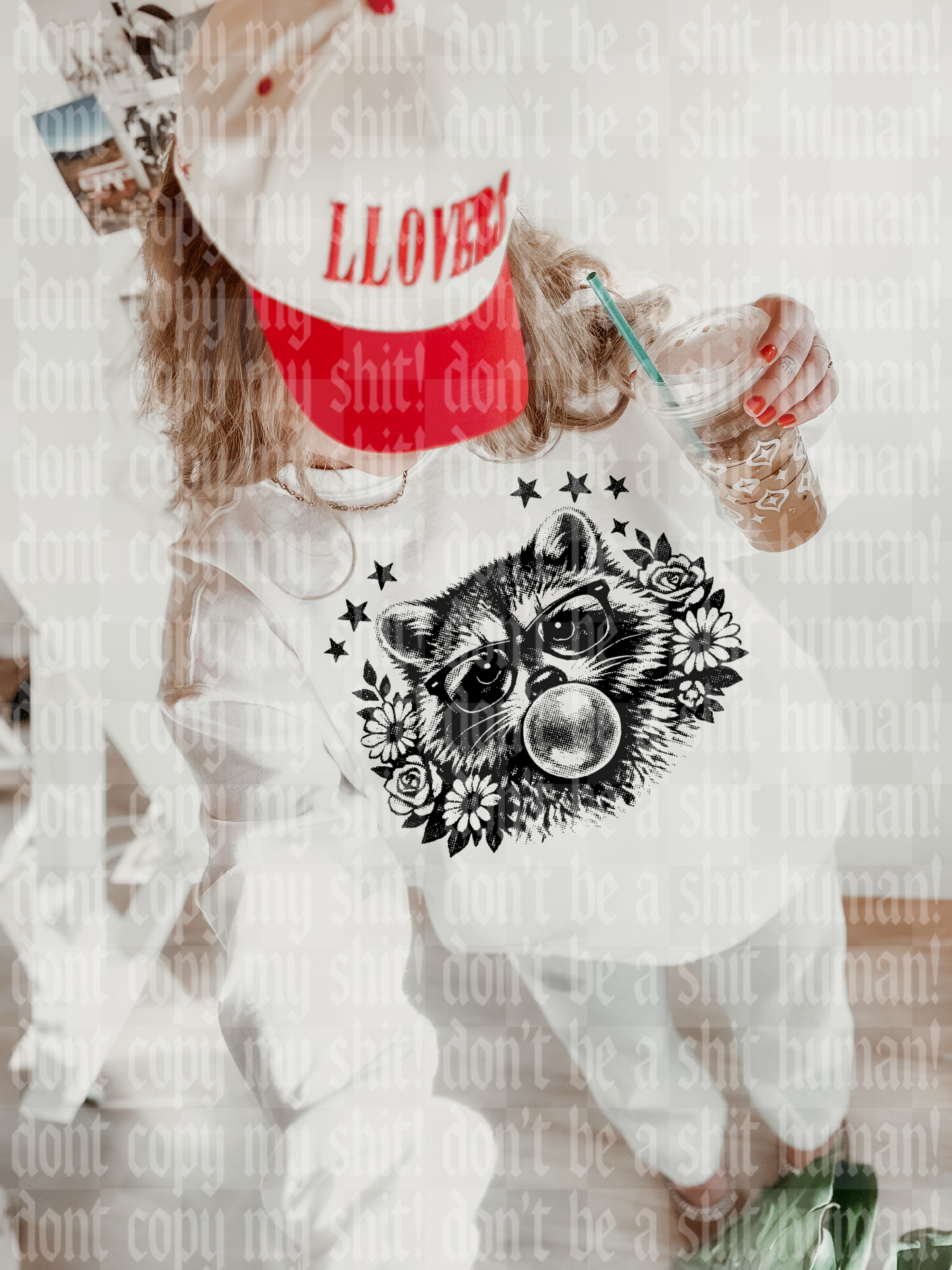 PREPPY HALFTONE RACCOON DIGITAL DESIGN