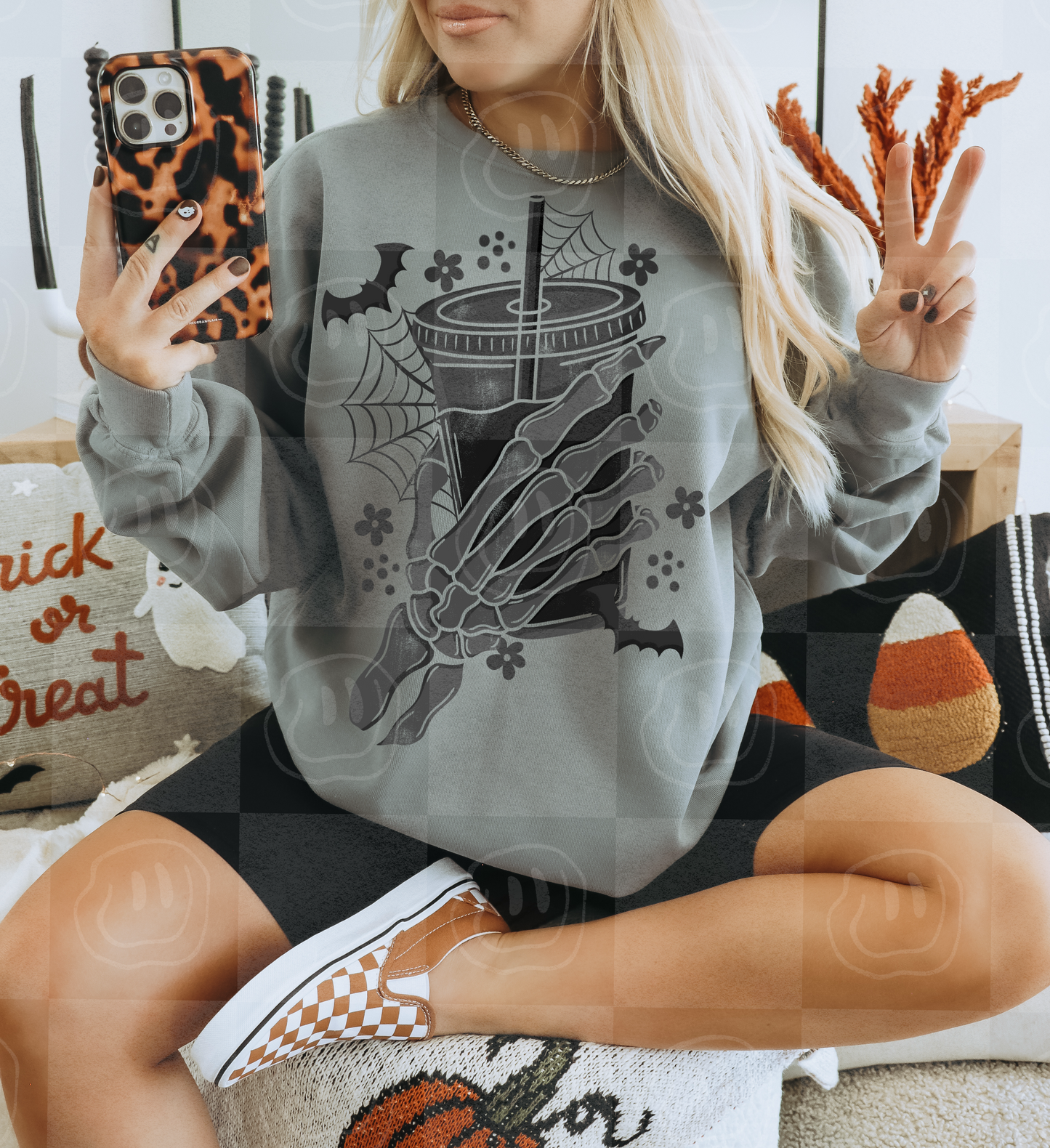 Spooky Caffeine Greyscale Digital Download