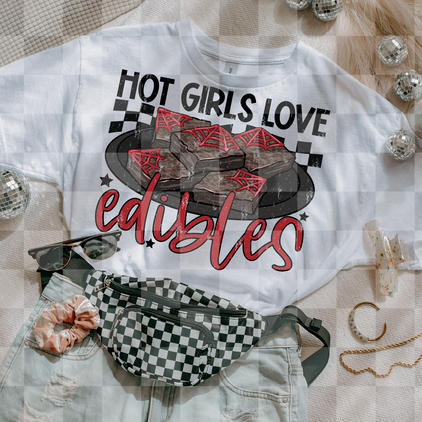 HOT GIRLS LOVE EDIBLES RED DIGITAL DESIGN