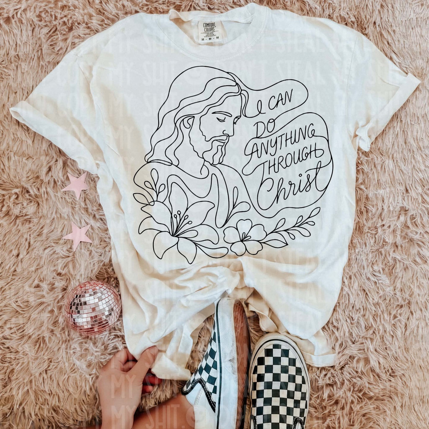 I CAN DO ANYTHING THROUGH CHRIST LINE ART DIGITAL DESIGN