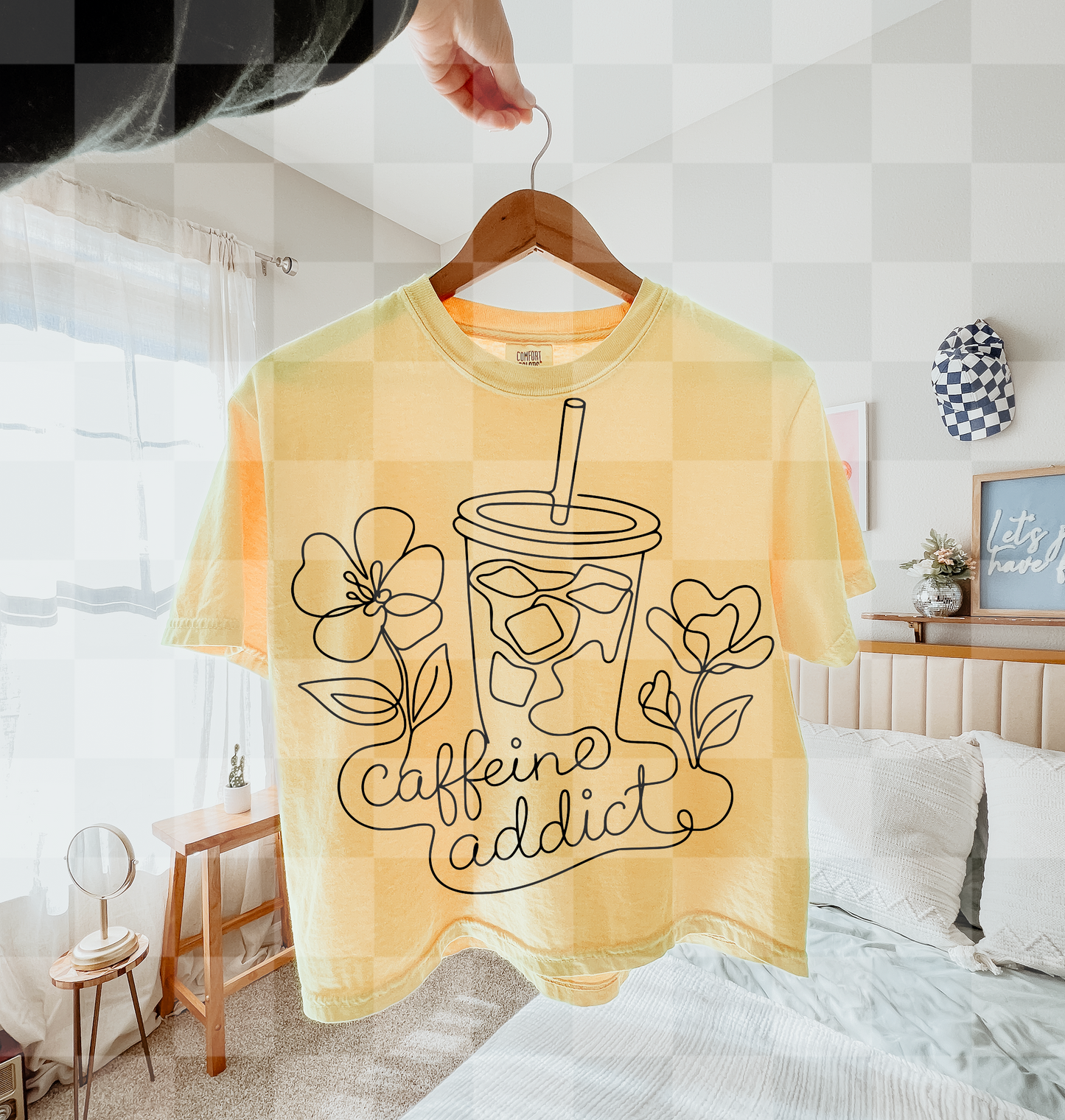 CAFFEINE ADDICT LINE ART DIGITAL DESIGN