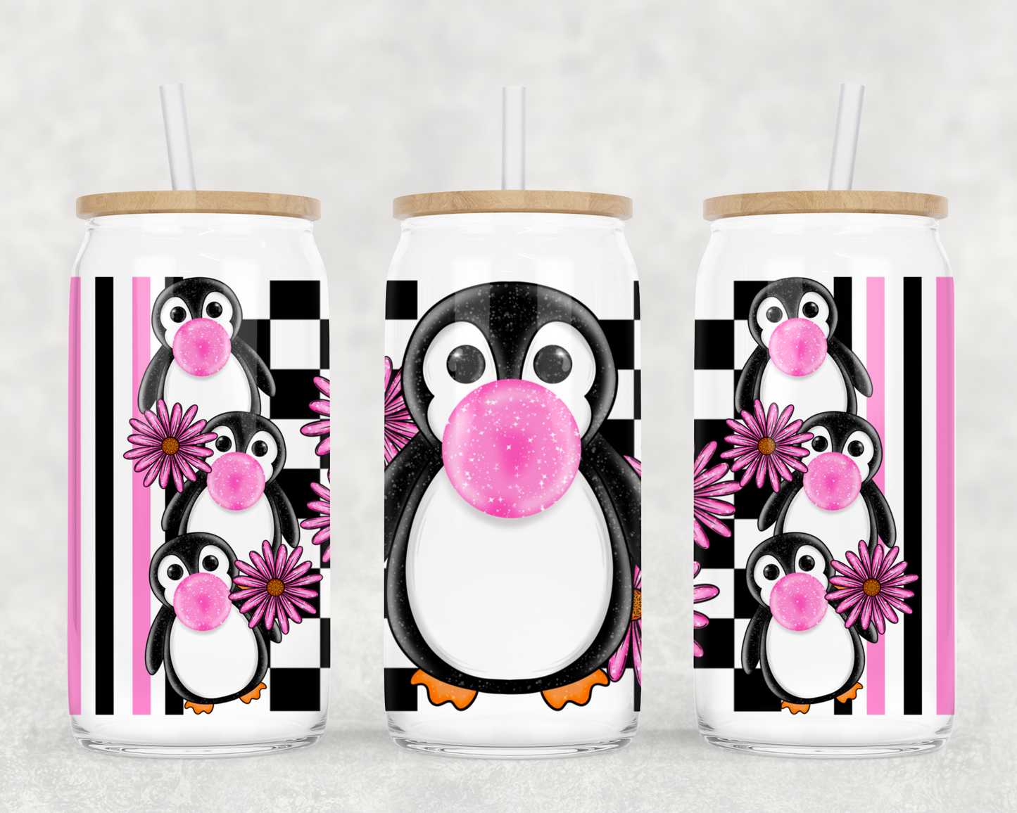 Bubble Gum Penguin Glass Wrap *NO LICENSING REQUIRED*