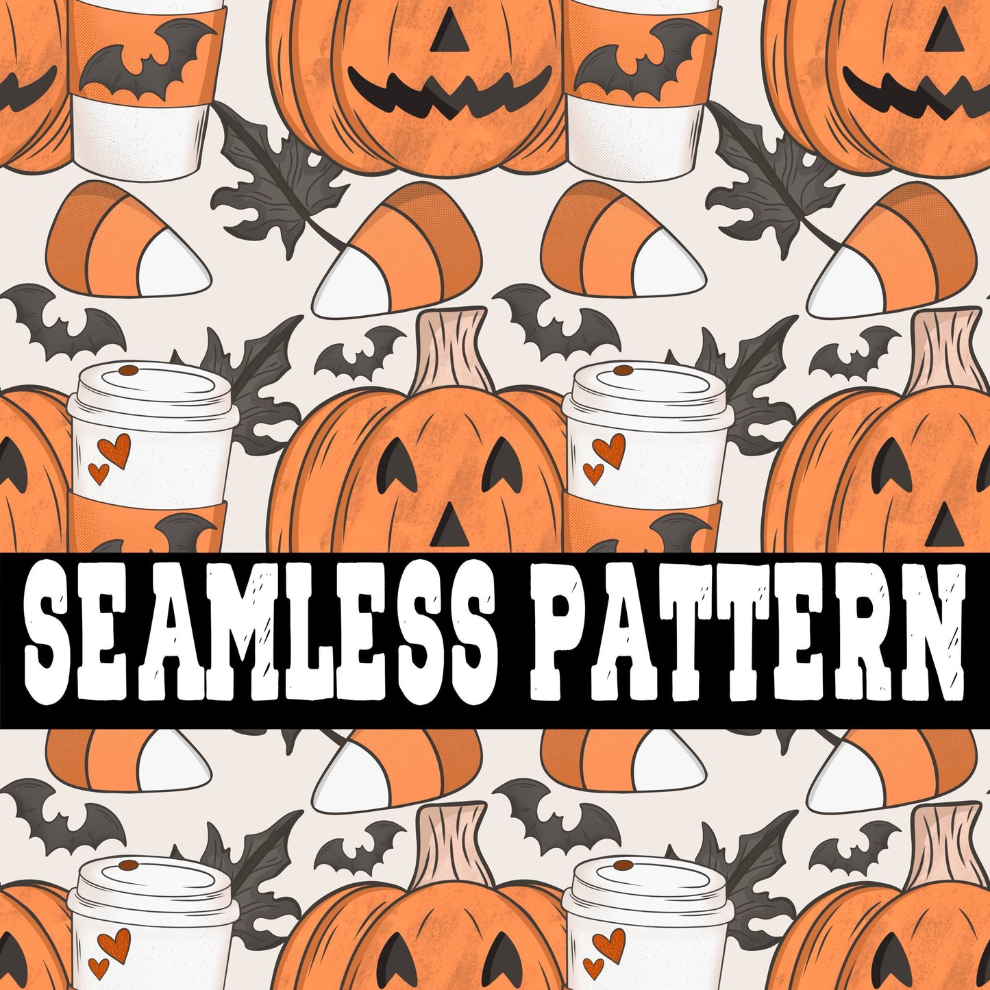 Vintage Fall Halloween Seamless - Commercial Use - No Licensing
