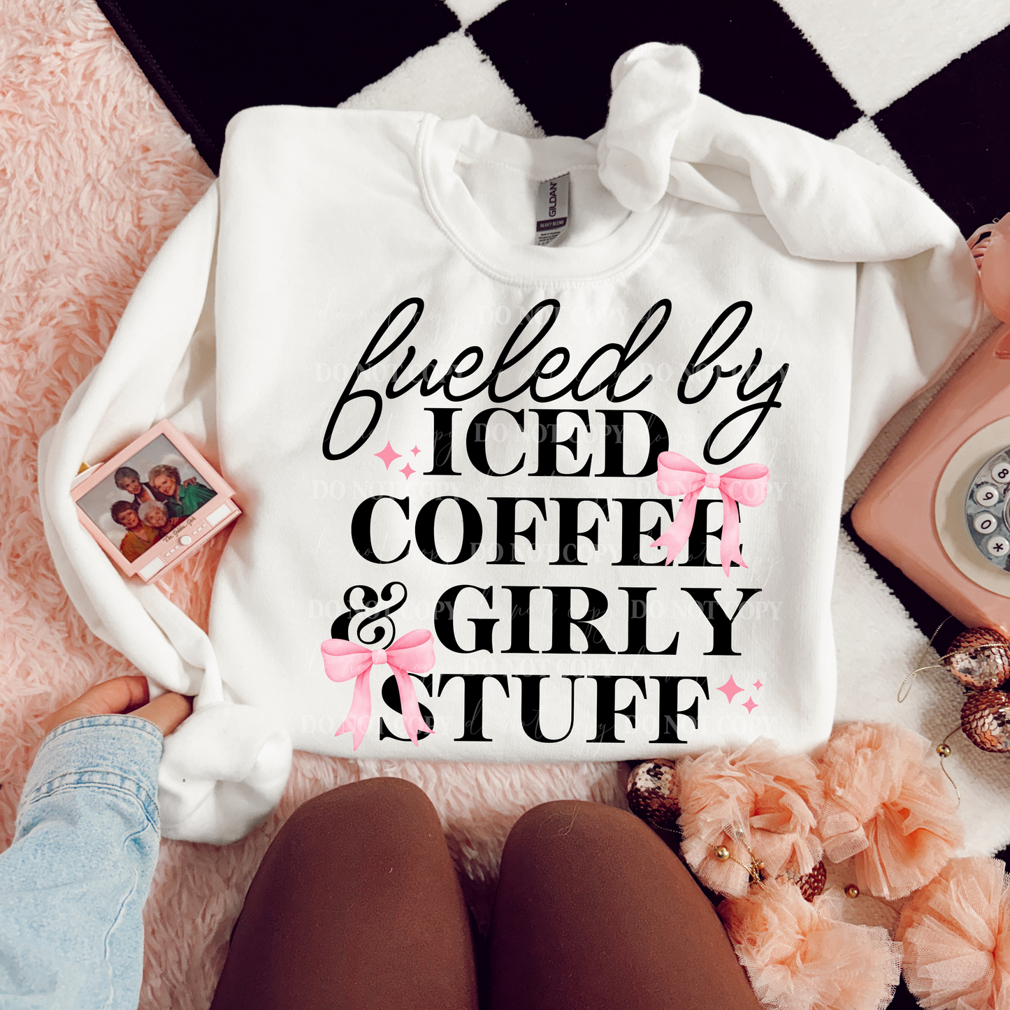 Iced Coffee & Girly Stuff PNG Design *NO LICENSING REQUIRED*