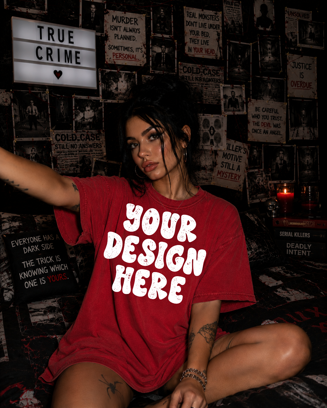 TRUE CRIME RED BLANK MOCK