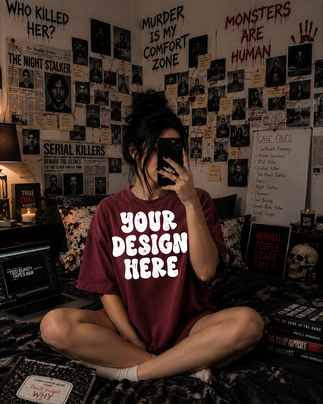 TRUE CRIME BURGUNDY BLANK MOCK