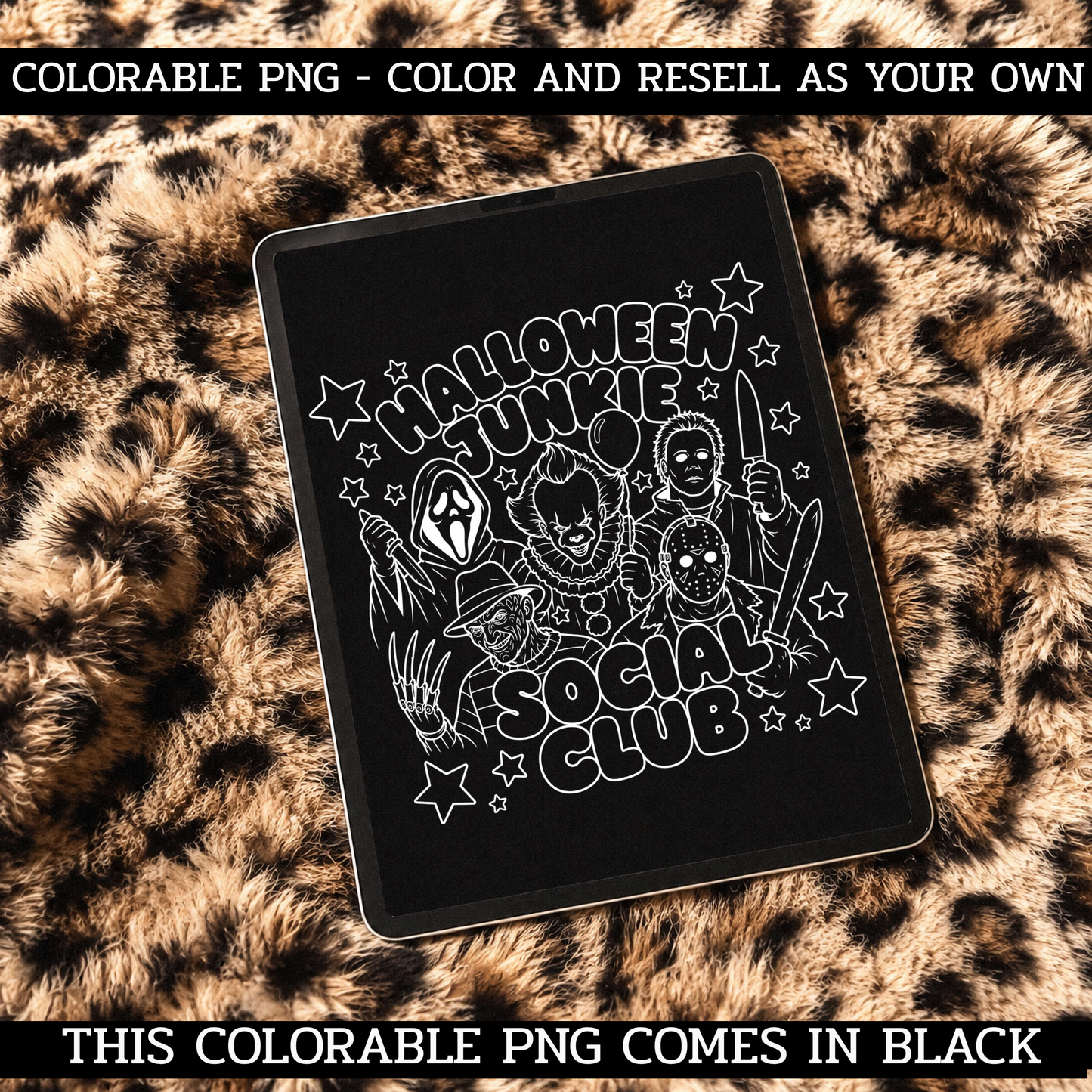 HALLOWEEN JUNKIE COLORABLE PNG ★ COLOR & RESELL ★