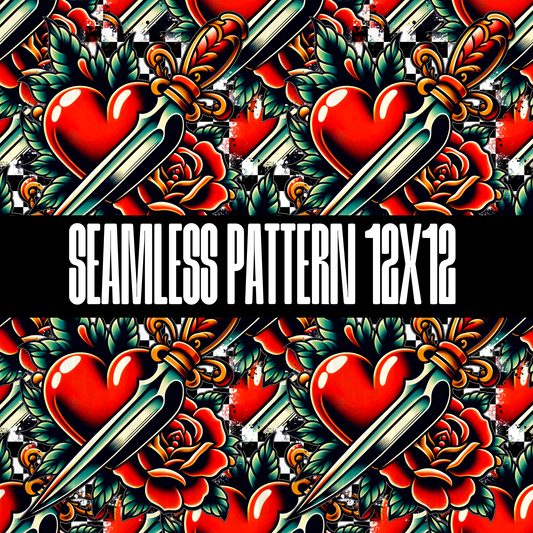 HEART W/ DAGGER SEAMLESS DESIGN - NO LICENSING REQUIRED - 2024