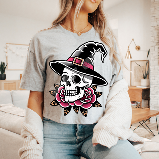 WITCHY SKULL TATTOO STYLE PNG DESIGN