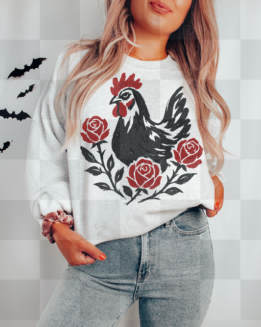 GOTHIC ROOSTER FLORAL DOODLE DIGITAL DESIGN