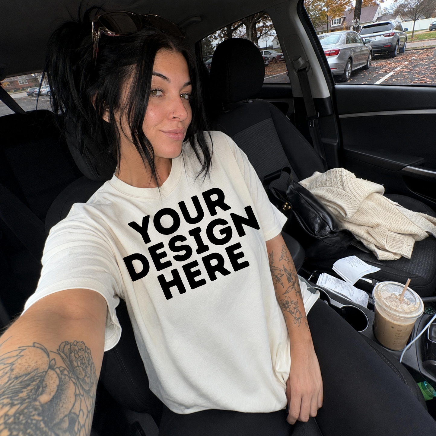 SELFIE CAR WHITE MOCKUP
