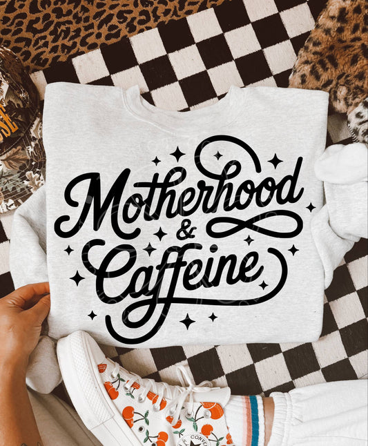 Motherhood & Caffeine PNG Design *NO LICENSING REQUIRED*