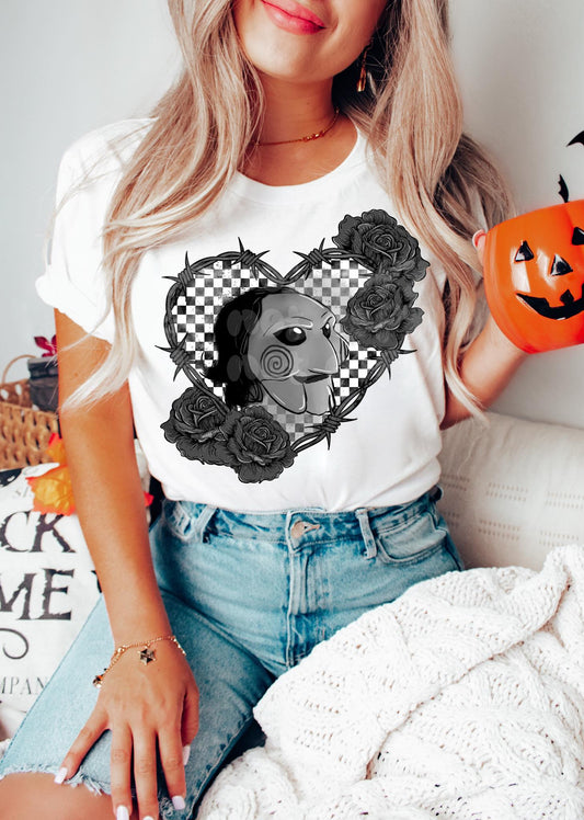 GRAYSCALE HEART HORROR GAMER PNG DESIGN