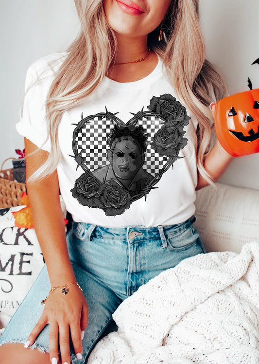 GRAYSCALE HEART HORROR LEATHER PNG DESIGN