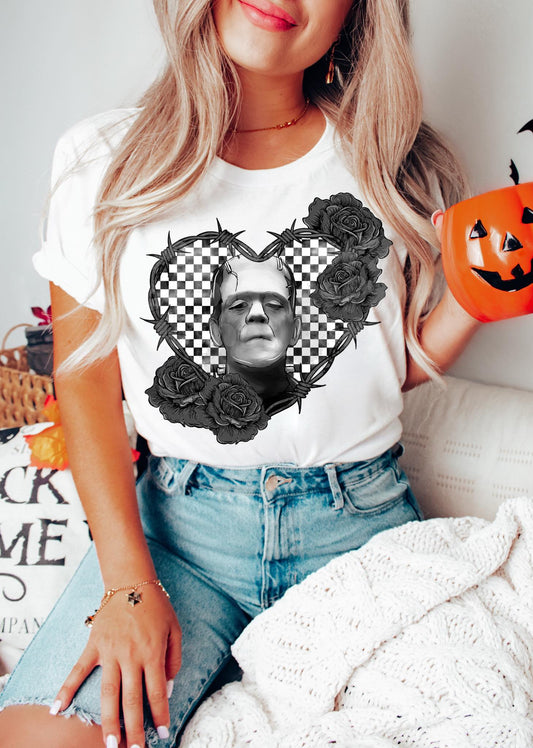 GRAYSCALE HEART HORROR FRAKEN PNG DESIGN