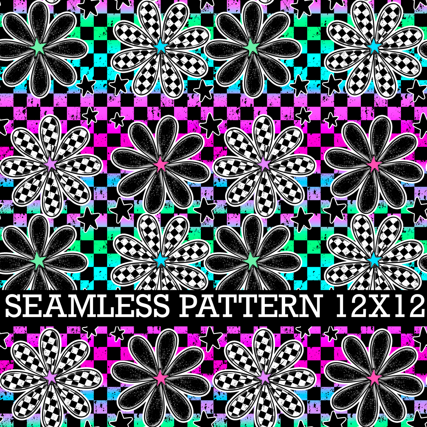 CHECKERED FLORAL SEAMLESS PATTERN