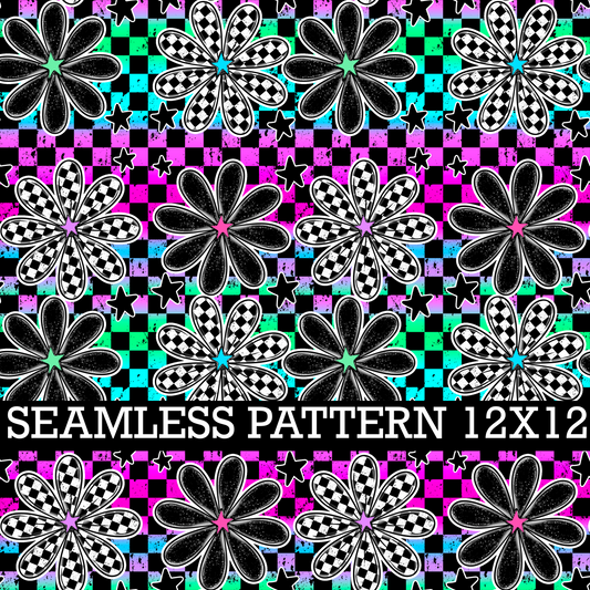 CHECKERED FLORAL SEAMLESS PATTERN