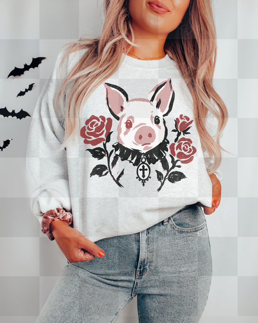 GOTHIC PIG FLORAL DOODLE DIGITAL DESIGN
