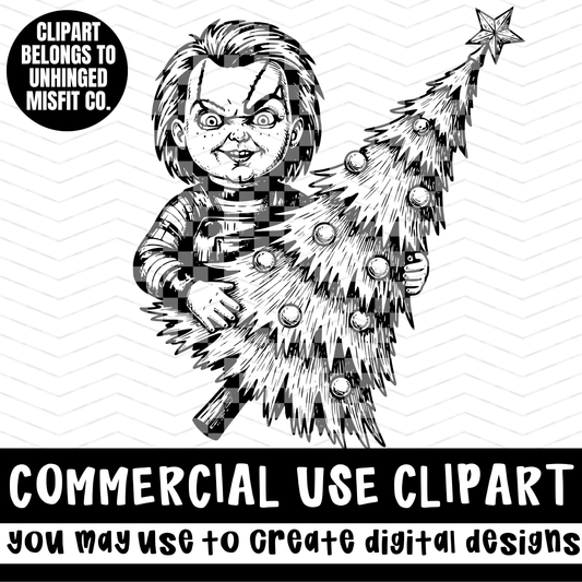 HORROR CHRISTMAS CLIPART *NO LICENSING REQUIRED - MAY CREATE DIGITAL DESIGNS*