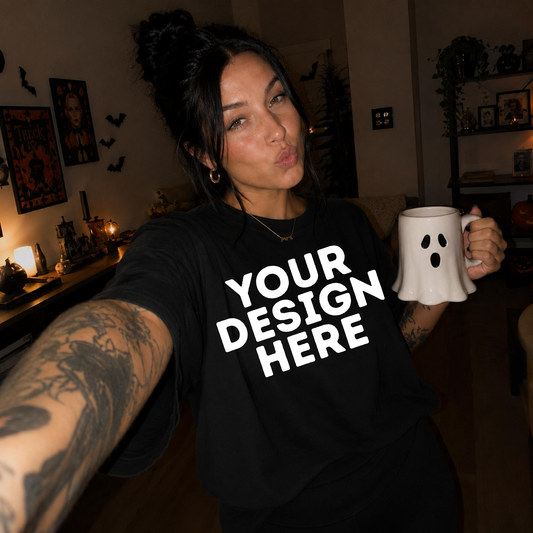 SELFIE GHOST MUG BLACK MOCKUP