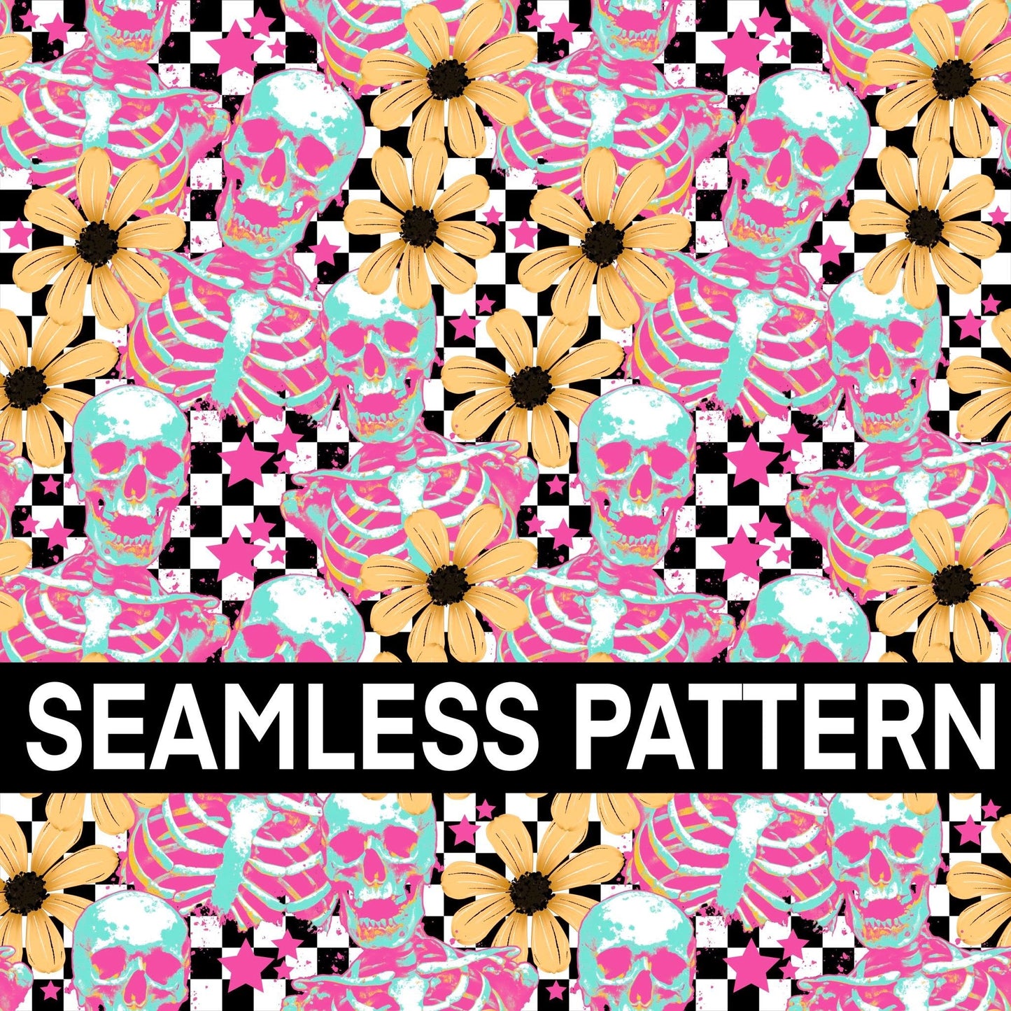 EDGY PINK SKELLIE SEAMLESS PATTERN