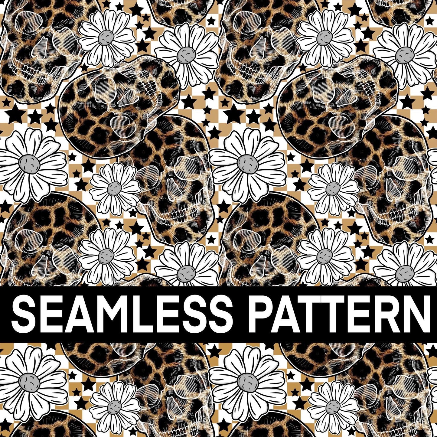 CHEETAH SKULL SEAMLESS PATTERN