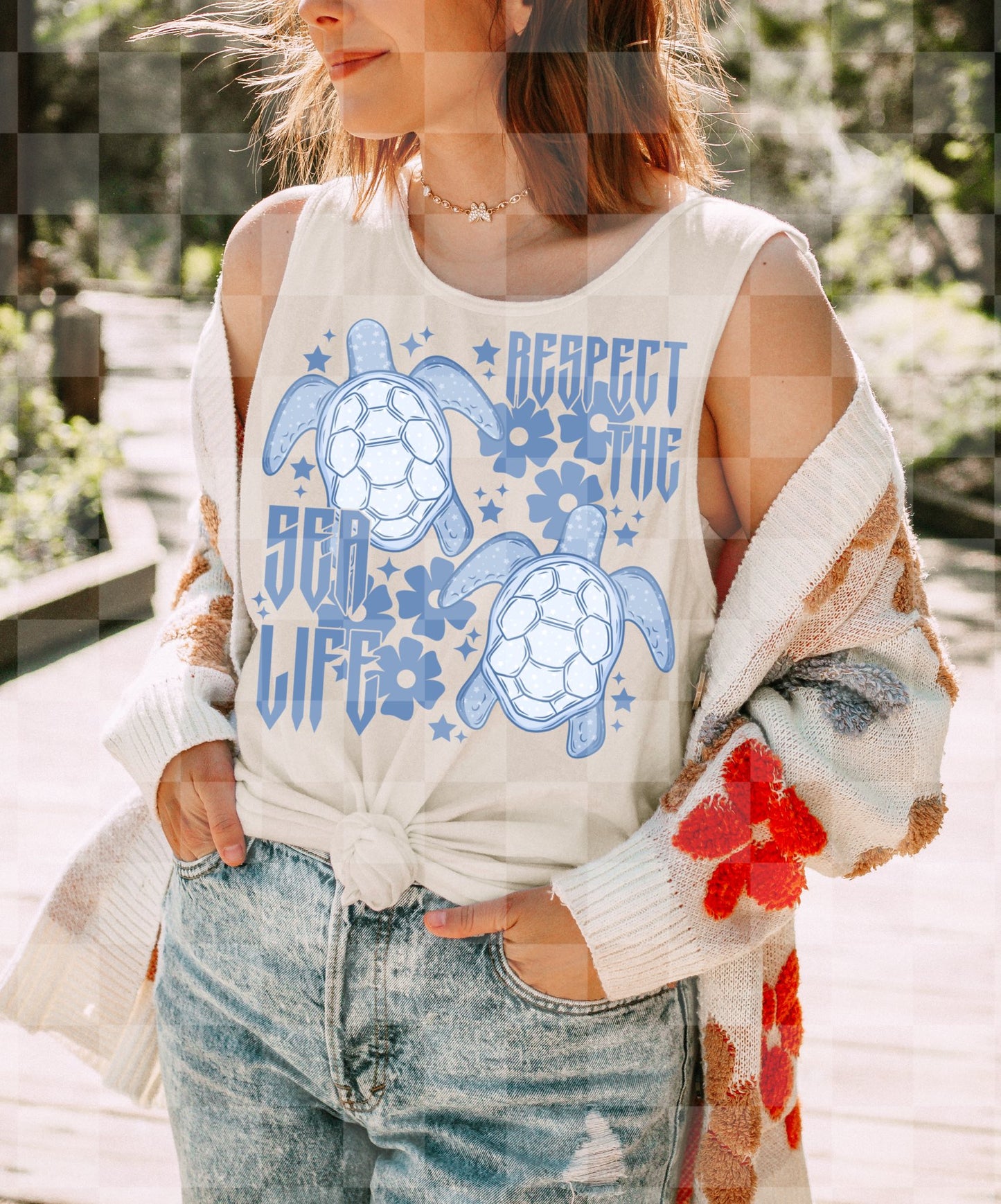 RESPECT THE SEA LIFE BLUE DIGITAL DESIGN