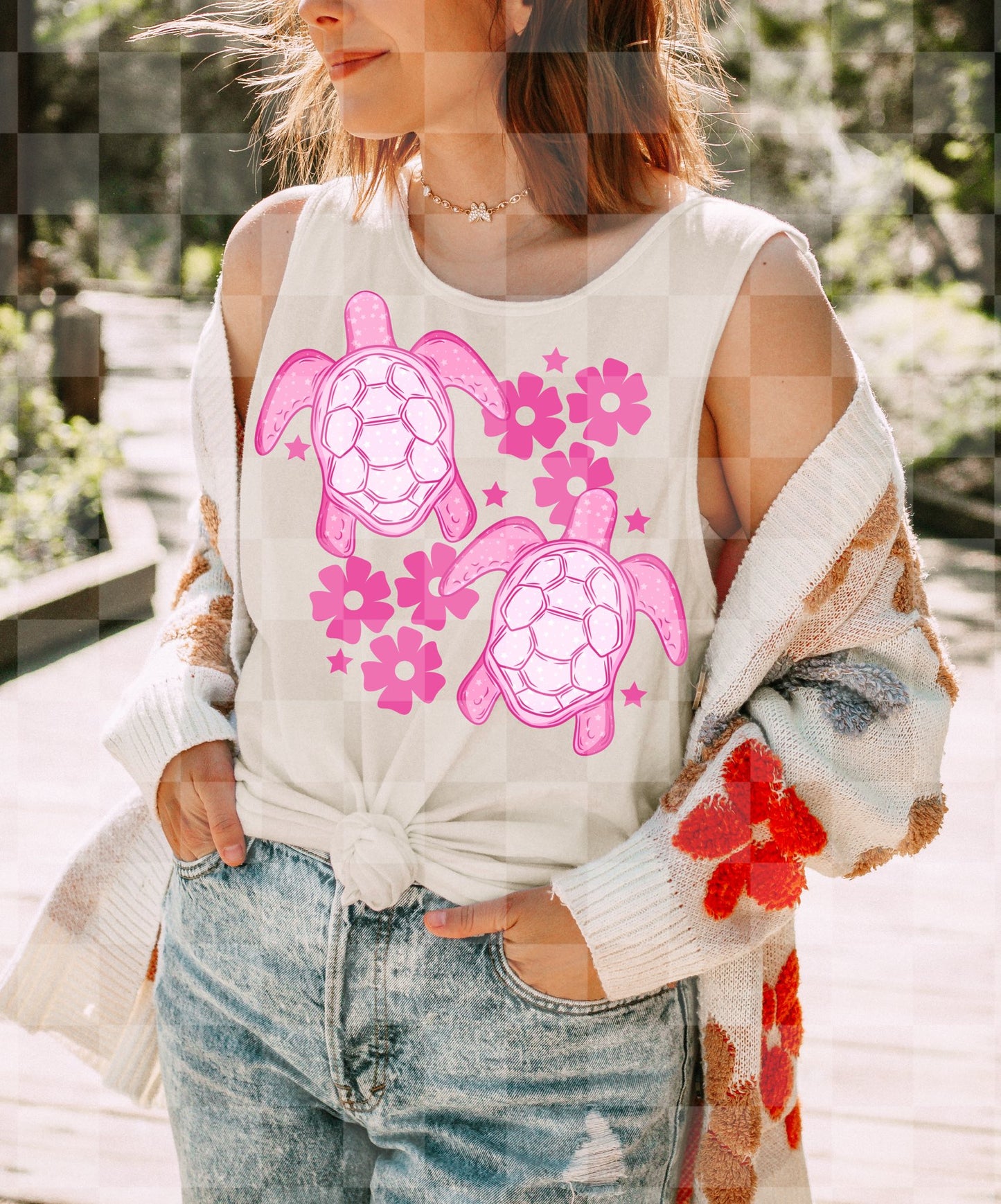 FLORAL TURTLE PINK DIGITAL DESIGN