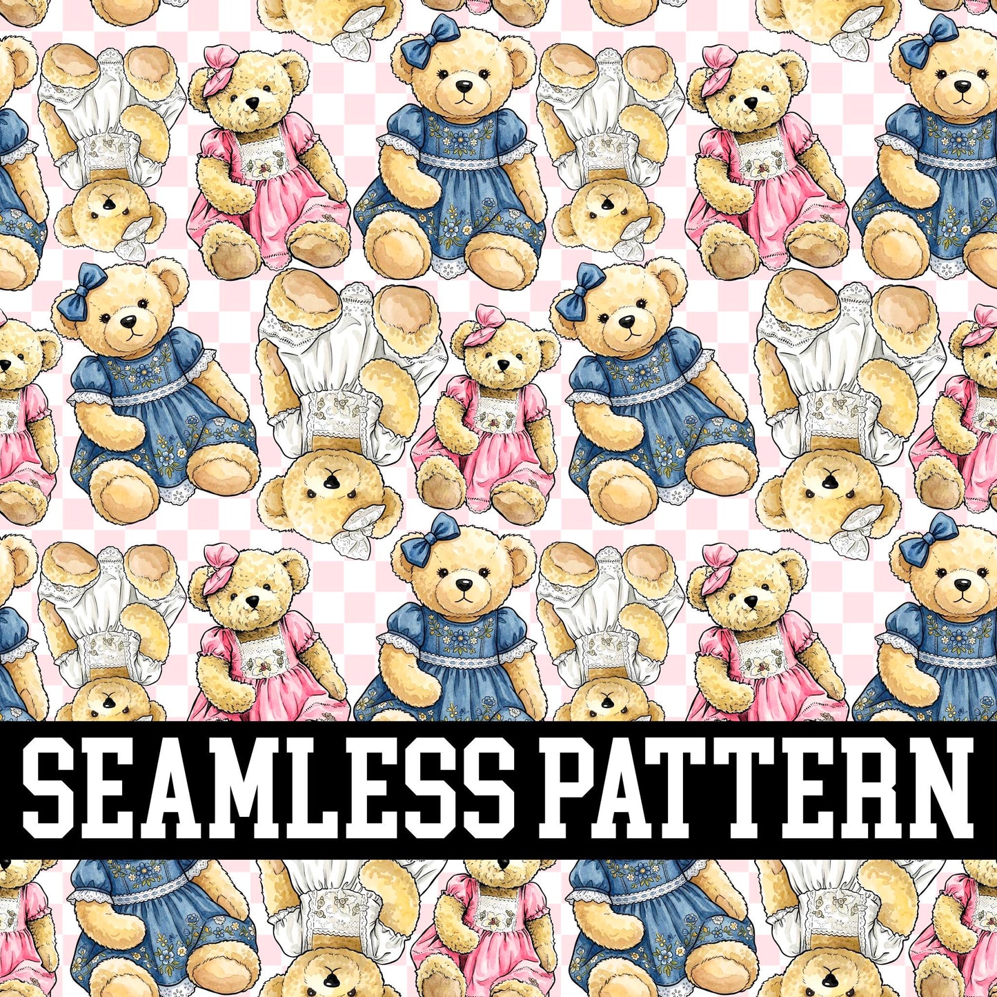 VINTAGE BEARS SEAMLESS PATTERN
