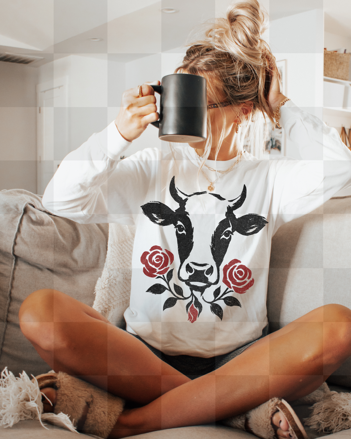 GOTHIC COW FLORAL DOODLE DIGITAL DESIGN