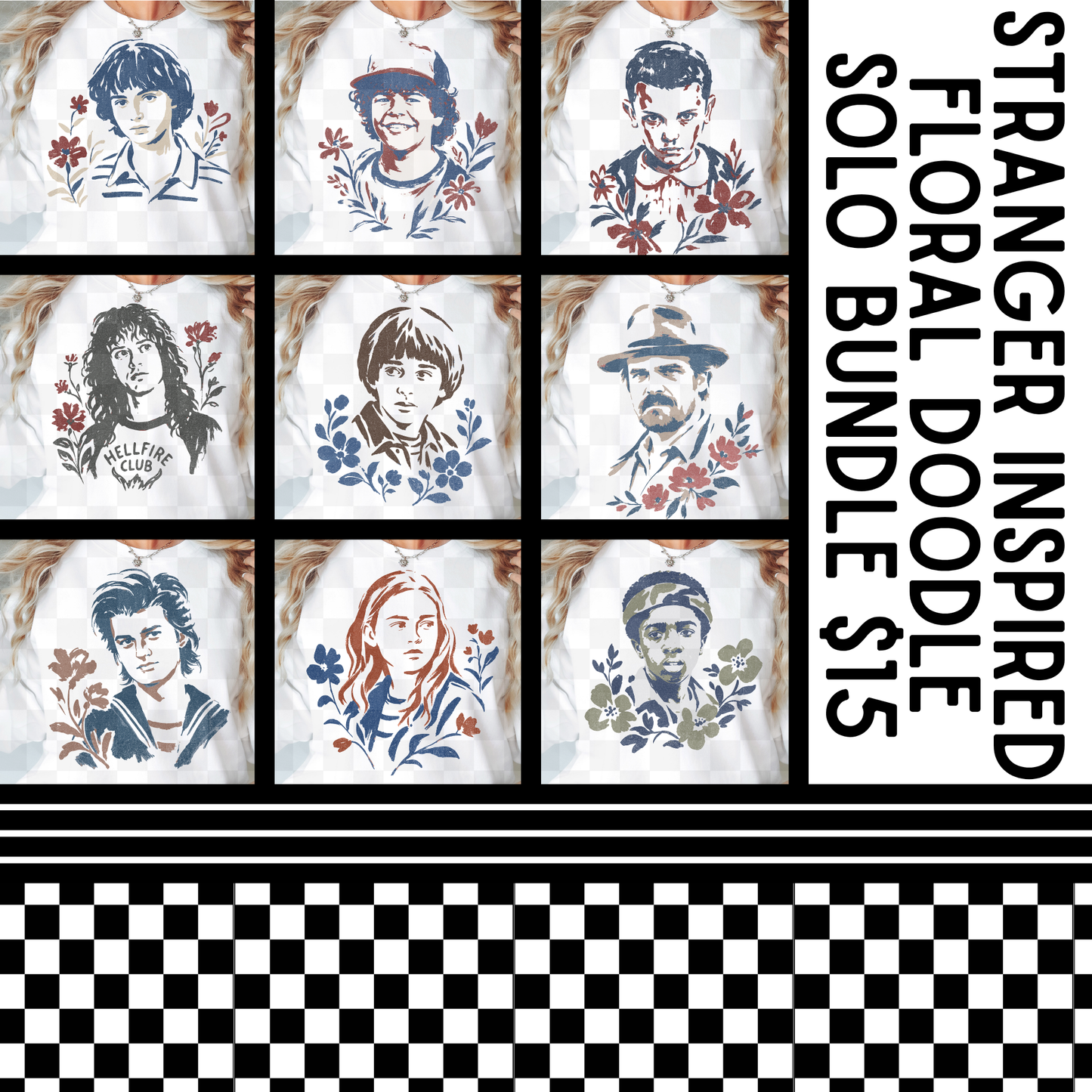 STRANGER INSPIRED FLORAL DOODLES SOLO BUNDLE