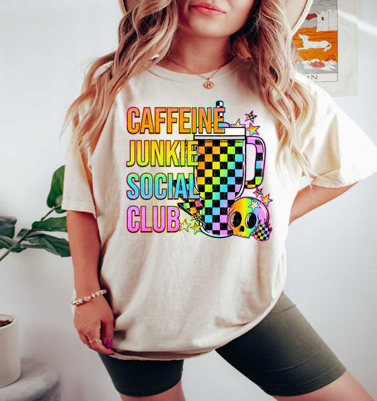 CAFFEINE JUNKIE SOCIAL CLUB PNG DESIGN