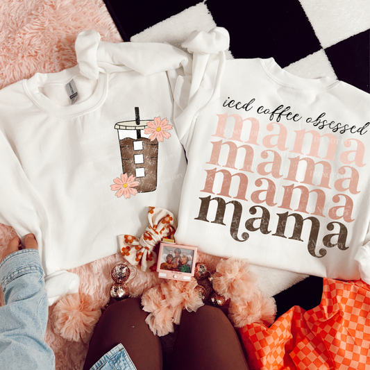 Iced Coffee Obsessed Mama PNG Design *NO LICENSING REQUIRED*