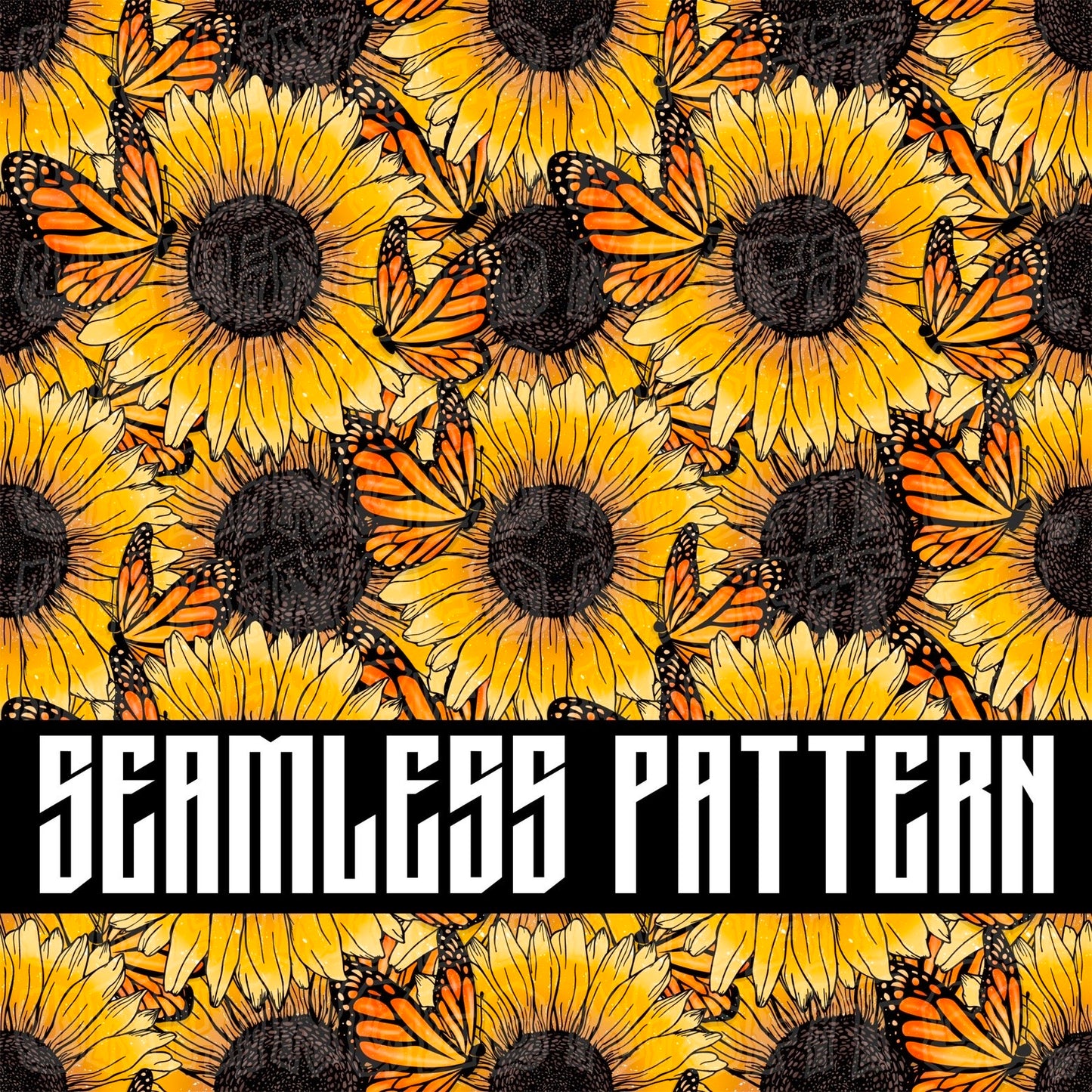 BUTTERFLY SUNFLOWER SEAMLESS PATTERN