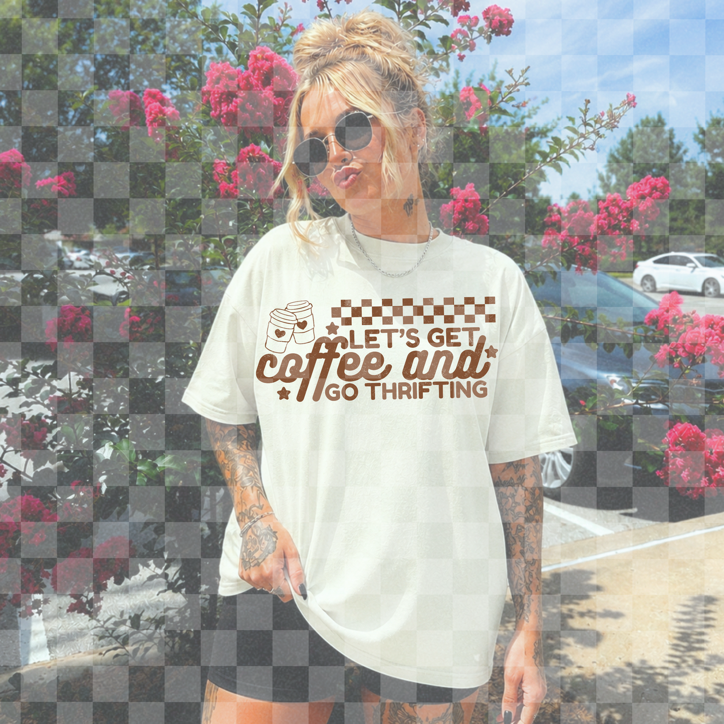 COFFEE AND THRIFTING PNG DIGITAL DESIGN