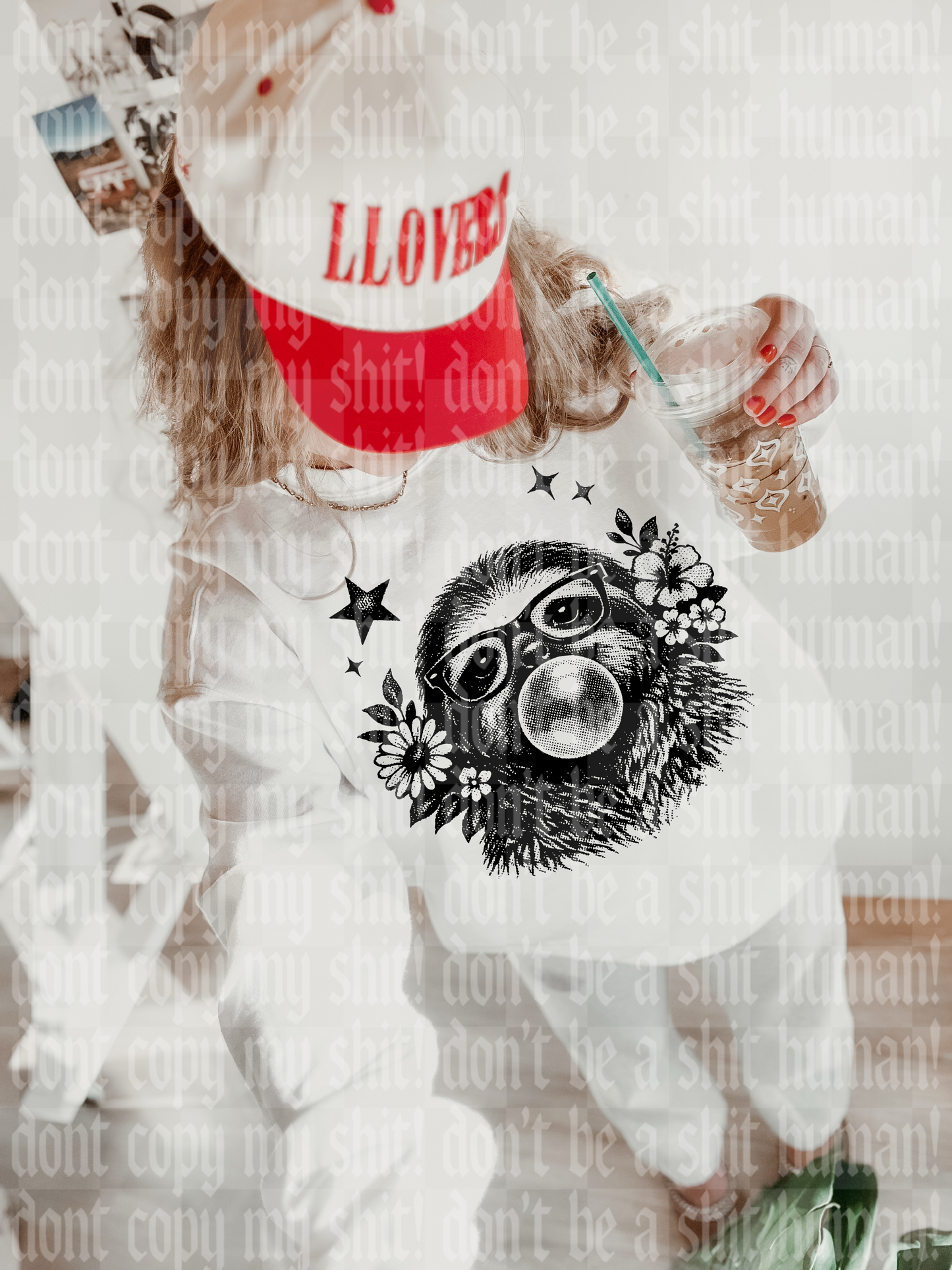 PREPPY HALFTONE SLOTH DIGITAL DESIGN
