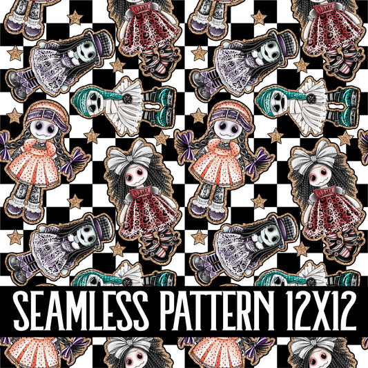 SPOOKY DOLLS SEAMLESS PATTERN