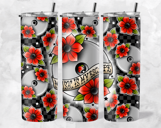 MUSIC IS MY ESCAPE TUMBLER WRAP