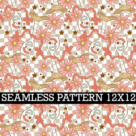 FORK FLORAL SEAMLESS PATTERN