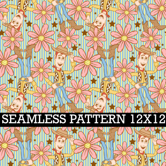 COWBOY FLORAL SEAMLESS PATTERN