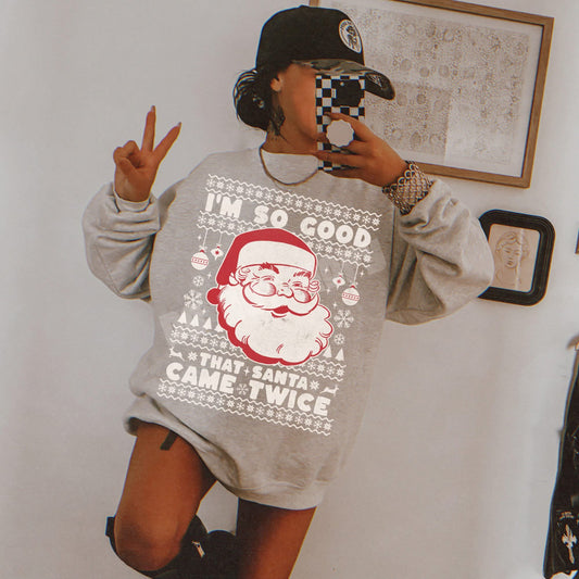 Santa Came Twice White PNG Design *NO LICENSING REQUIRED*