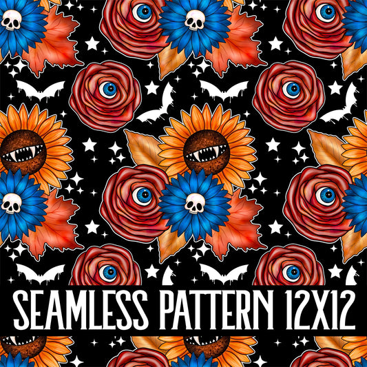 SPOOKY FLORALS SEAMLESS PATTERN