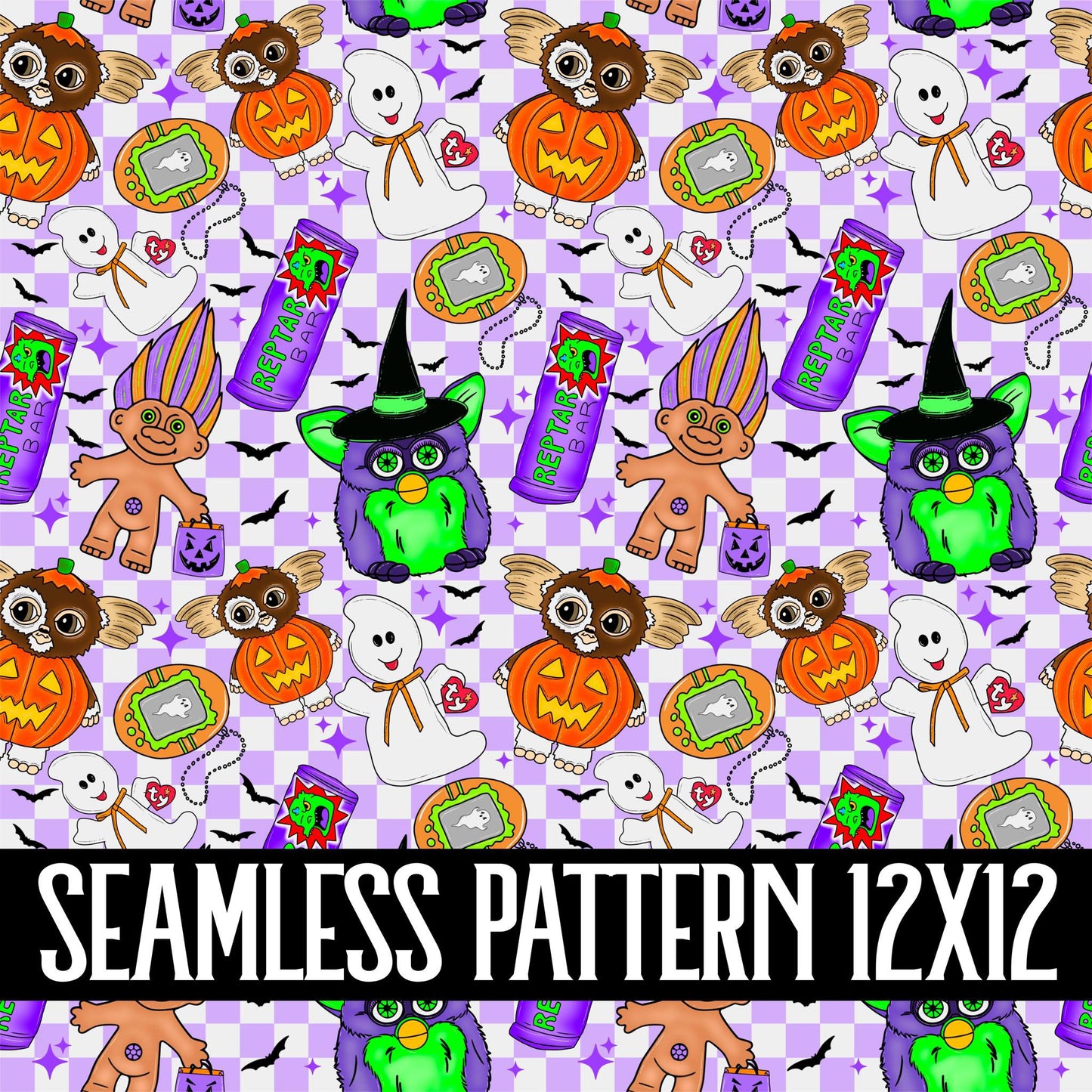 OLD SCHOOL HALLOWEEN SEAMLESS PATTERN