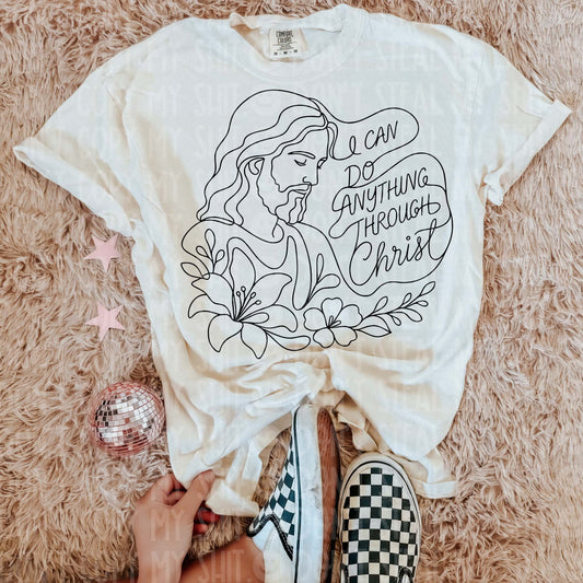I CAN DO ANYTHING THROUGH CHRIST LINE ART DIGITAL DESIGN